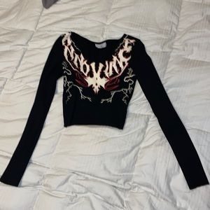 Meysi Kim graphic print crop top